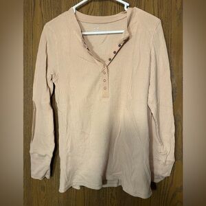 Aerie Soft Beige Long Sleeve Henley Top